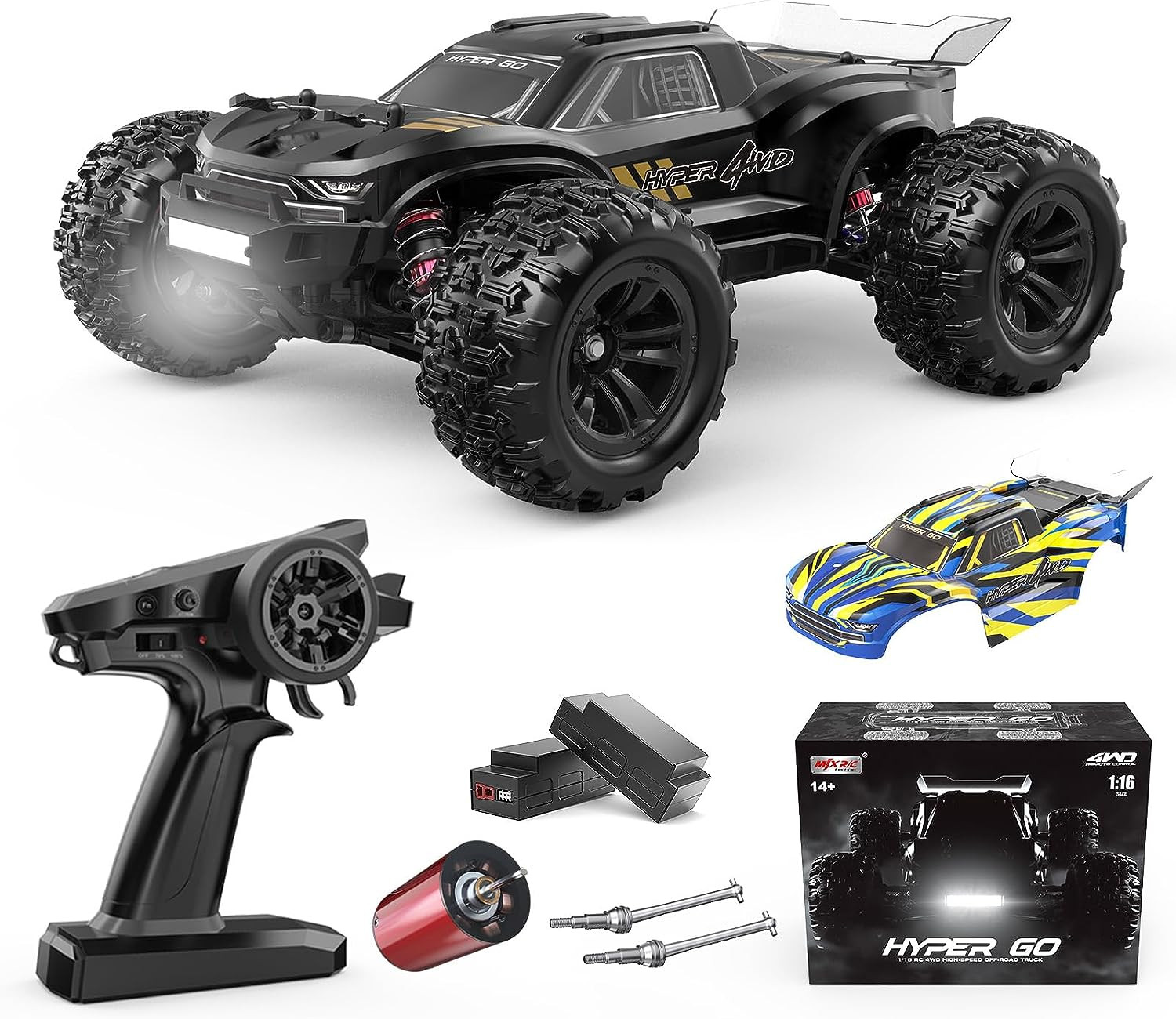 H16BM 1/16 RTR Brushless High Speed Electric 4X4 Off-Road Fast RC Car, Max 42Mph
