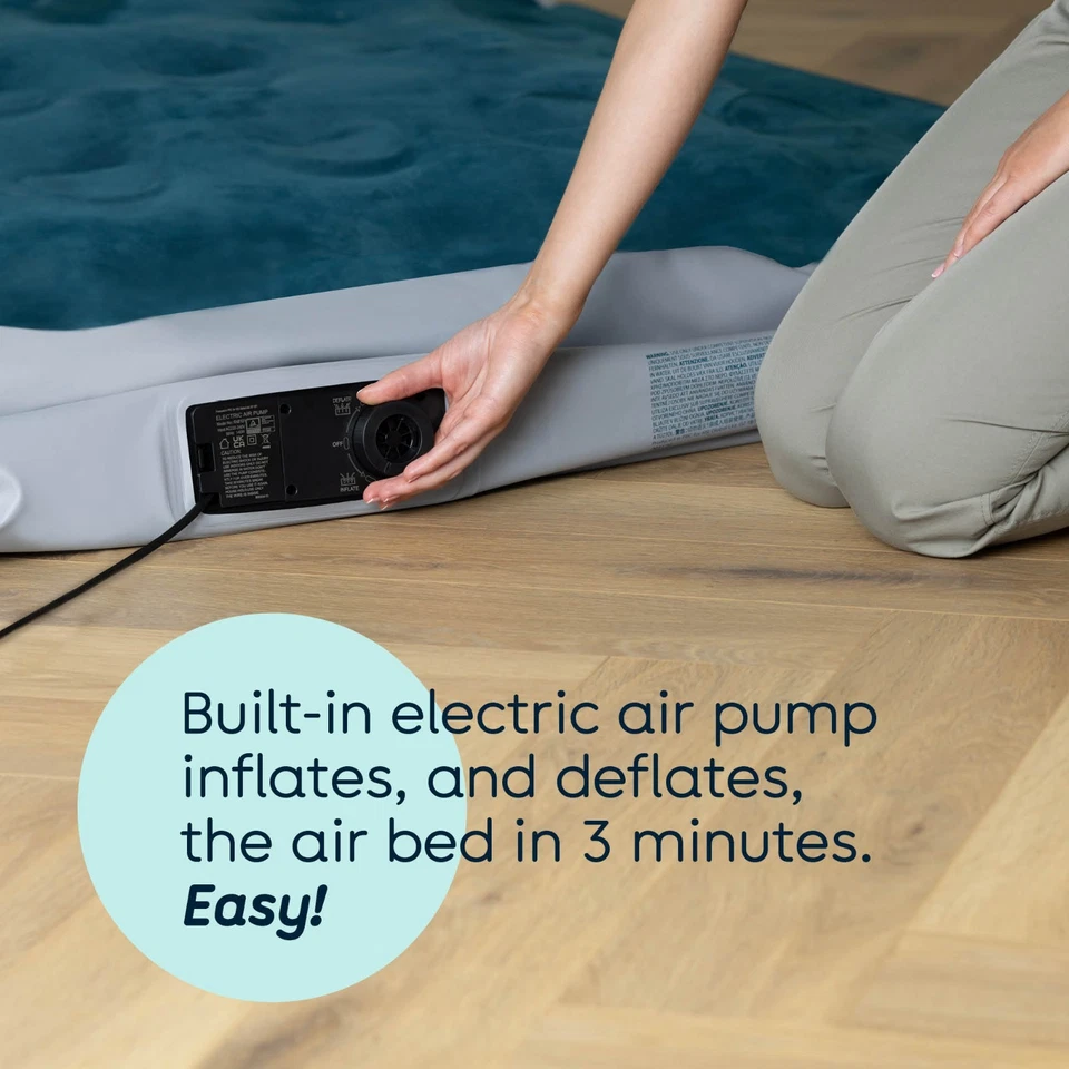 SINGLE INFLATABLE HIGH RAISED AIR BED MATTRESS AIRBED W BUILT IN ELECTRIC PUMP  - Image 2 of 4