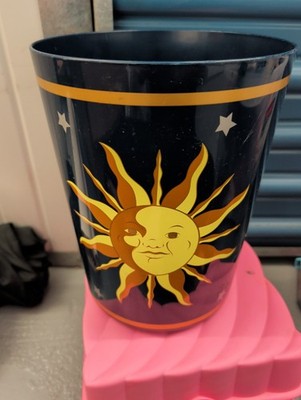 Vintage Celestial Night Sky WasteBasket Trash Can Moon Star Sun Blue 90s Y2K See