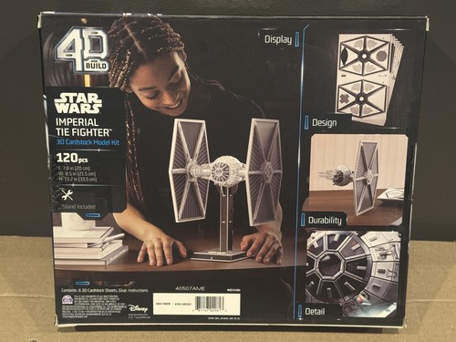 4D BUILD STAR WARS IMPERIAL TIE FIGHTER Cardstock Model Kit 120 Pieces, 3D, NEW - Picture 2 of 2