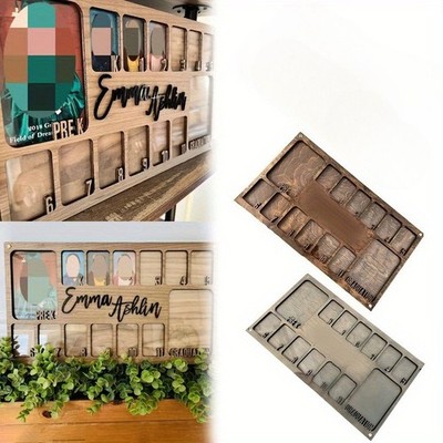 1Pc School Years Wooden Photo Frames Pre-K to Graduation Memory Board Keepsake