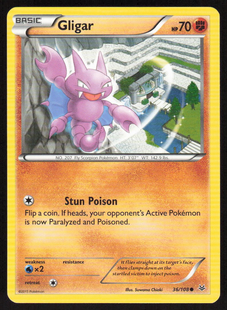 Pokemon Gligar Common 36/108 XY - Roaring Skies LP