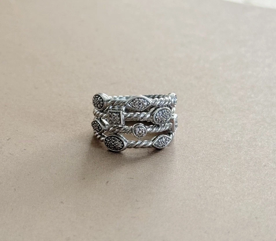 Sterling Silver Diamond Fine Rings Ring 925 Metal Purity 7 Ring