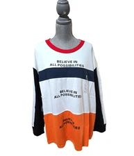 Dubgee by Whoopi Possibilities Colorblock Sweatshirt White Orange 2X NWT