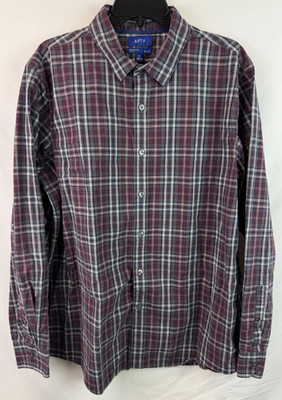 Apt 9 Slim Fit Purple Plaid Long Sleeve Button Up Shirt Men's Size XL