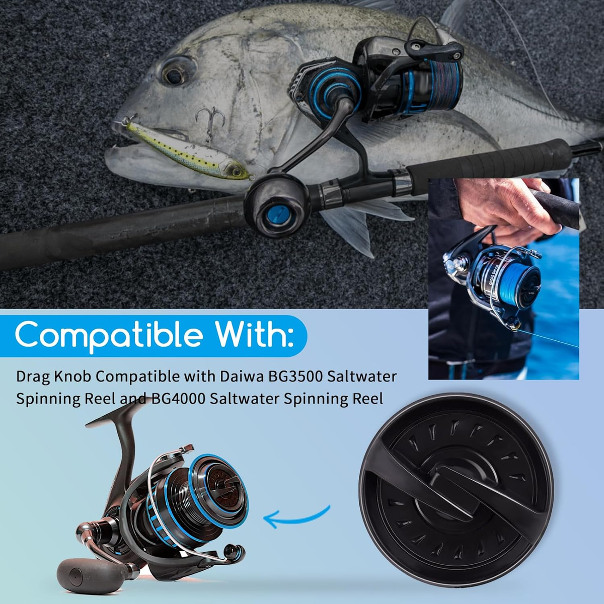 drag adjustment knob on fishing reel Customizable Spinning Adjuster J36-2901 Drag Knob Compatible with