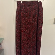 Sag Harbor Skirt Petite Med Red Geometric Long Maxi Slit Zip