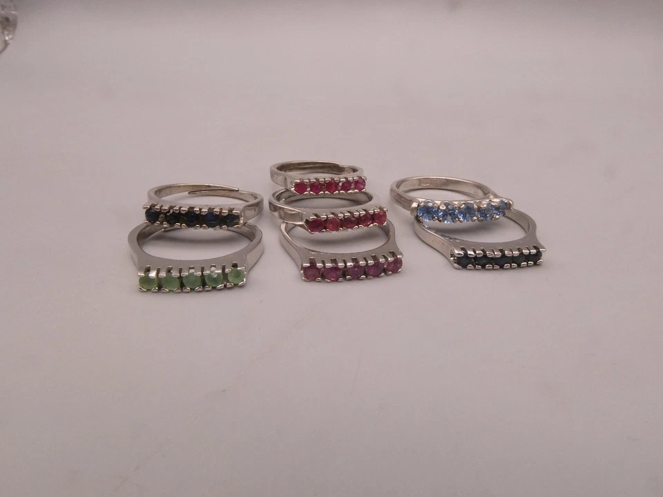 Ring Sterlingsilber 925 und 835 besonderes Konvolut Set Rubin Saphir Smaragd u.a - Bild 2 von 4