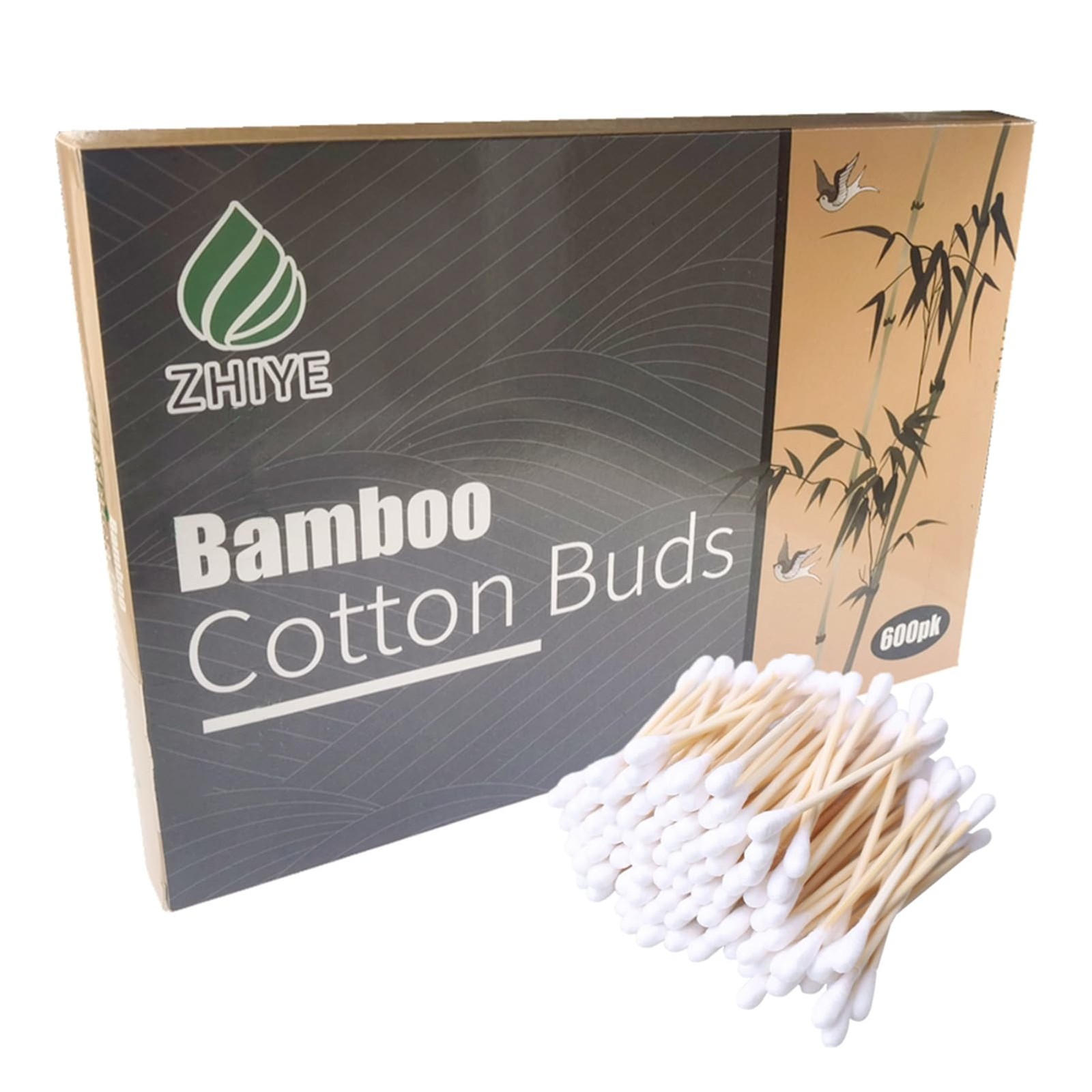 600 pk Bamboo Cotton Buds (6 x 100) Biodegradable with Wooden Handles Swabs