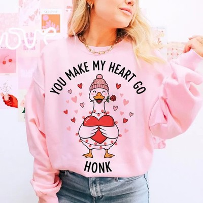 You Make My Heart Go Honk Cute Goose Sweatshirt