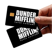 DUNDER MIFFLIN Office TV Skin Credit Debit Card Sticker Cover Set 2PCS
