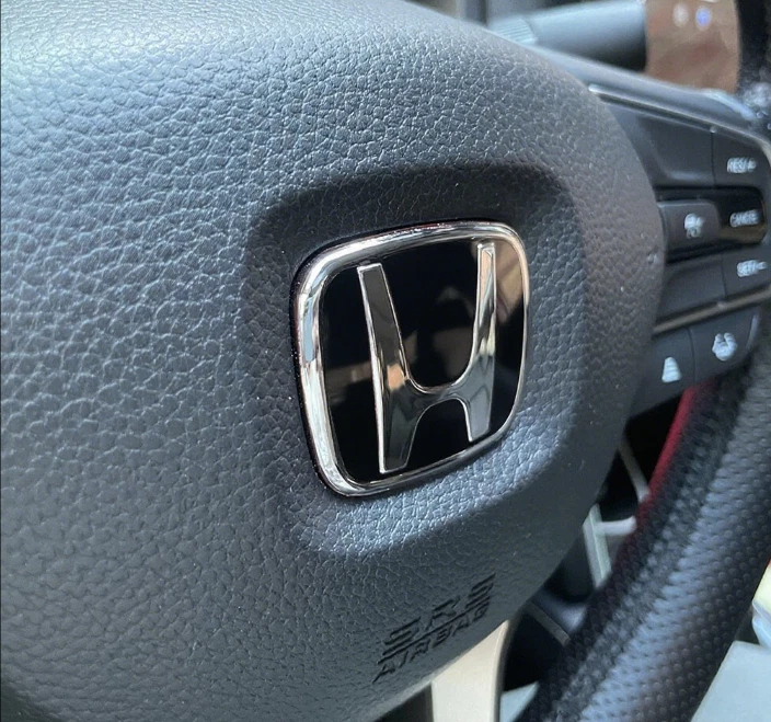 Black Steering Wheel Emblem Logo For 2006+ Honda Civic Accord Racing Badge 50*40 Foto 2 de 4