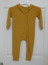 NWT Kyte Baby Mustard Yellow Hooded Coverall Romper sz 12-18 Months