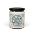 Scented Soy Candle, 9oz ABBY Personalized Pastel Flowers Print Design 2, Gift