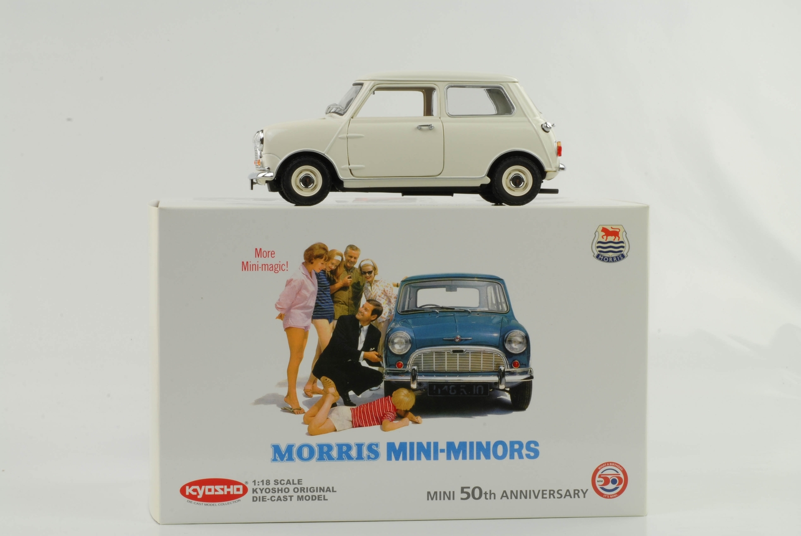 Morris Mini 1959 Minors 50th Anniversario Bianco Diecast 1:18 Kyosho Morris Mini 1959 Minors 50th Anniversario Bianco Diecast 1:18 Kyosho