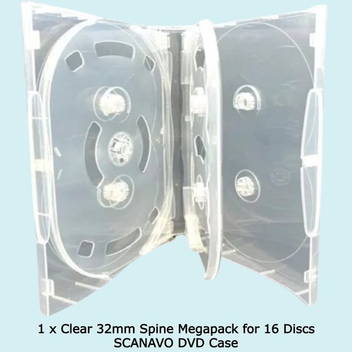 1 x 16 Way Clear Megapack DVD 32mm 16 Discs New Empty Replacement Scanavo Case - Afbeelding 7 van 18