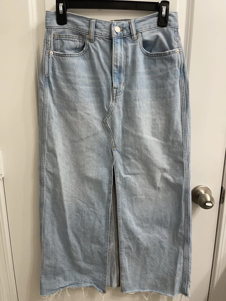 Madewell Womens The Rilee Denim Midi Skirt fitzgerald Wash Sz 25 100% Cotton - Изображение 3 из 4