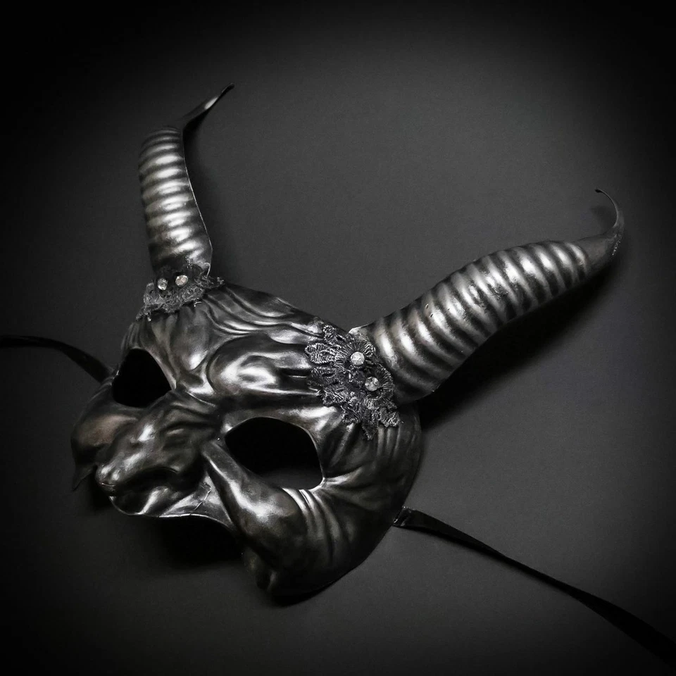 Devil Horns Goblin Masquerade Mask Chrome - Image 3 of 4