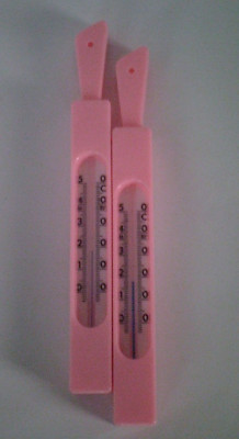 2 Baby Bade Thermometer rosa mit Griff, große Skala, Kinder, Erwachsene