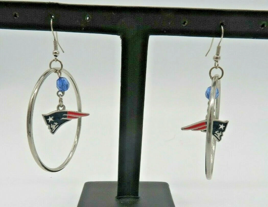 New England Patriots Hoop Dangle Earrings eBay