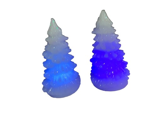 LED color Changing Wax Christmas Trees- set of 2 - Picture 17 of 21