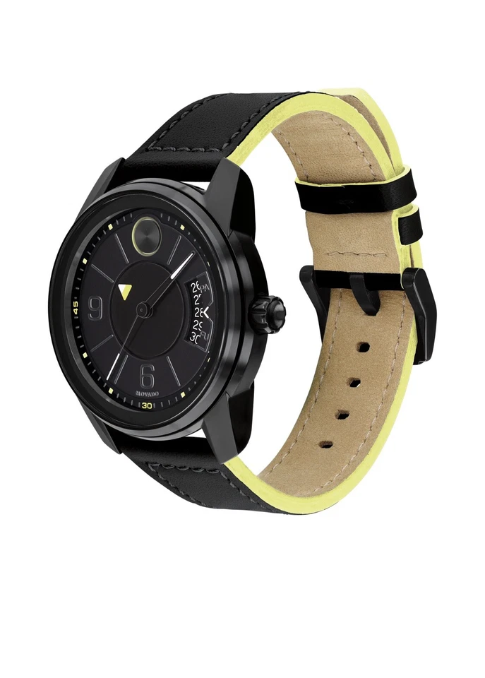 Brand New Movado Bold Men’s Verso Black Dial Black Leather Strap Watch 3600696 - Image 2 of 4