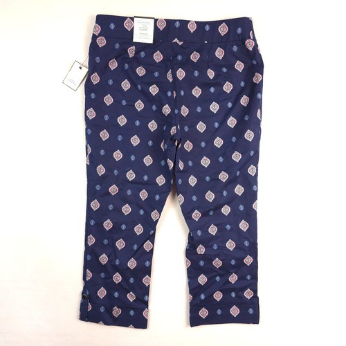 Dana Buchman marineblau Medaillon Rollriegel Twill schlankmachende Caprihose Large - Bild 4 von 13