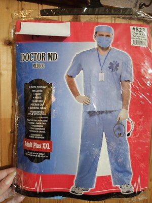 MD Dr Scrubs Set 2X Halloween Cosplay Blue Dress Up New In Package 10211 