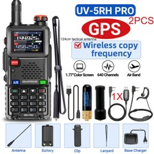 2PC Baofeng 5RH PRO GPS FM Walkie Talkie Multi Band Two Way Radio NOAA 108cm Kit