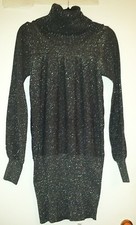 TRICOT JOLI Grey /Silver Knit Turtleneck Sweater Dress in size large /L