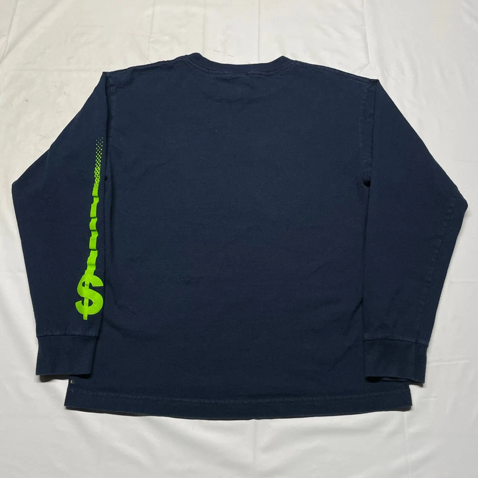 Винтажная футболка 90-х молодежный мальчик размер большие деньги доллар знак смешной длинным рукавом - Изображение 3 из 4