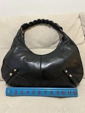 Francesco Biasia Black Secret Love Hobo Leather Purse Handbag Satchel