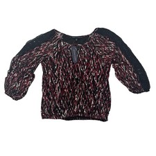 NWT Adrienne Vittadini 3/4 Sleeve Pink Animal Print Blouse Lined Lace Detail S