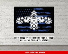 Motivational Weightlifting Wall Art - Home Gym Decor - USA Blue