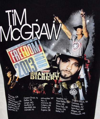 Tim McGraw 2013 Freedom Tour Concert T Shirt Size Small Double Sided Black - Picture 3 of 5