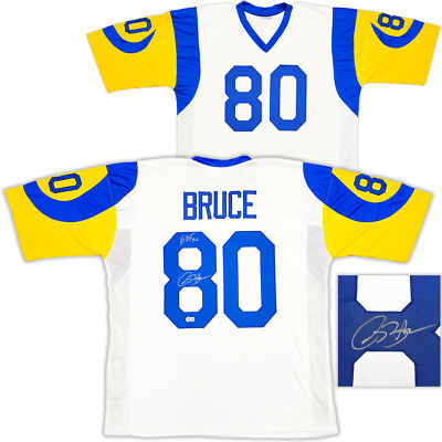 RAMS ISAAC BRUCE AUTOGRAPHED SIGNED WHITE JERSEY 