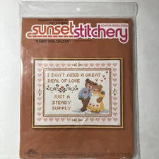 Love Marriage Bears Sunset Stitchery Counted Cross Stitch Kit #2664 Sampler