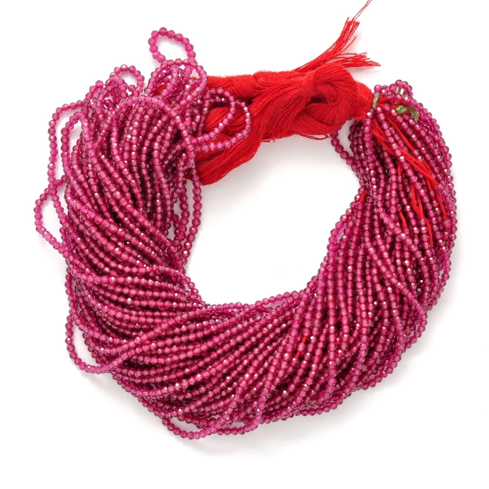 2mm Red Hydro Ruby Round Faceted Gemstone Beads Strand 13" inch - Image 4 of 4