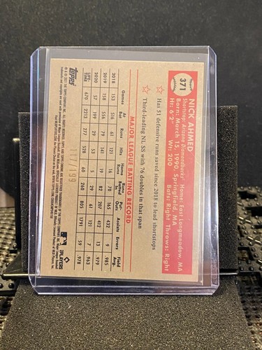 Nick Ahmed 2021 Topps Chrome Platinum - Blue Mini-Diamonds #117/199 #371 - Picture 2 of 2