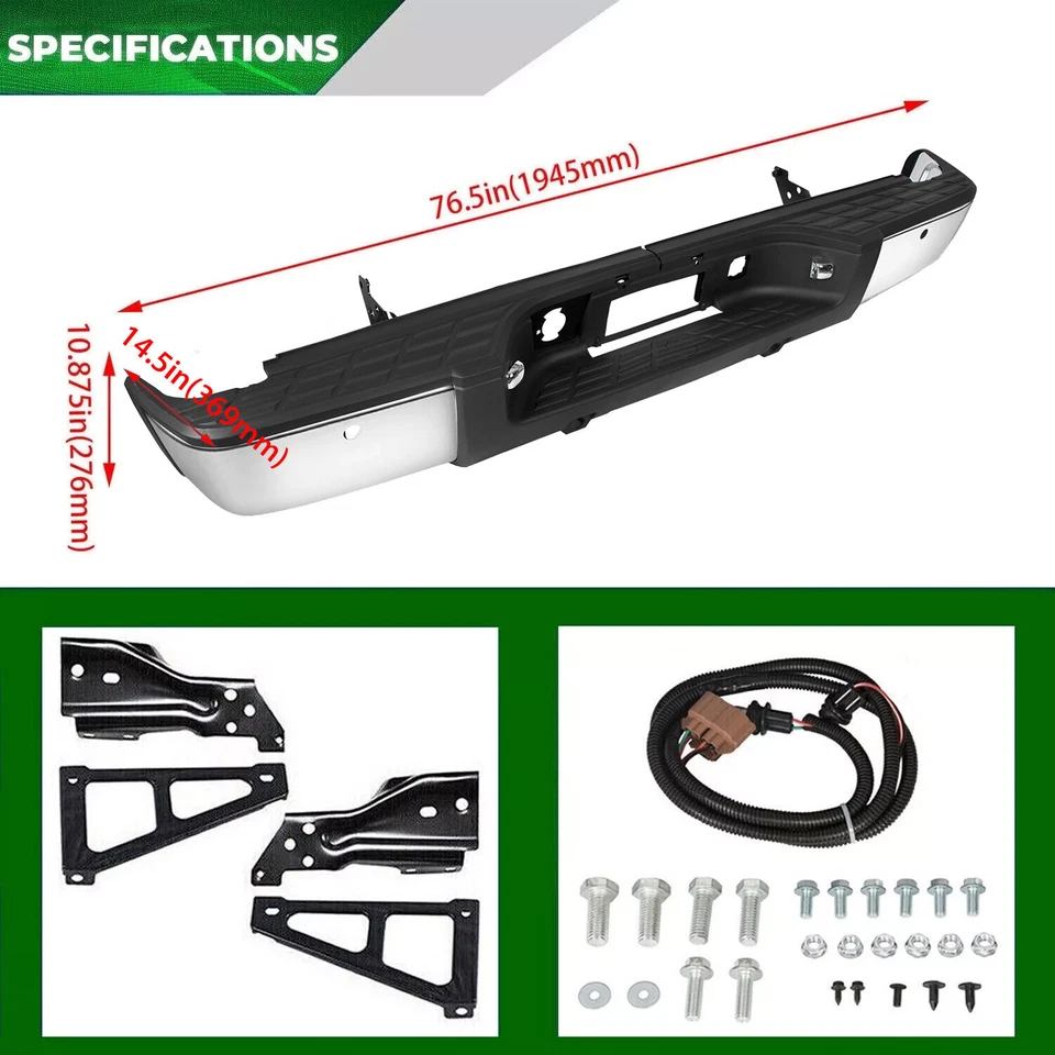 Parachoques trasero completo para camioneta Chevy Silverado GMC Sierra 1500 2007-2013 Foto 3 de 4