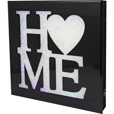 HOME LED KRISTALL EFFEKT GLAS PLAKETTE SCHILD GESCHENK KAMIN RAHMEN ROT DEKORATION NEU