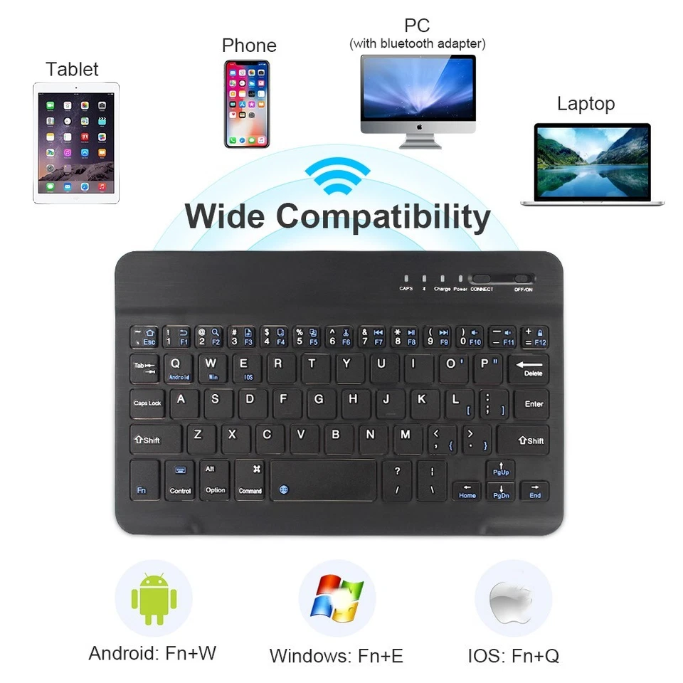 Mini Clavier sans Fil Universelle Android iOS Bluetooth 5.2 USB Rechargeable - Photo 3/4