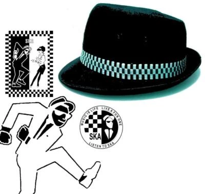 Sombrero Ska - Black Porkpie 2Tone Music Festival Oi! Rude Boy Trilby GRANDE USA7.25 - Imagen 1 de 4