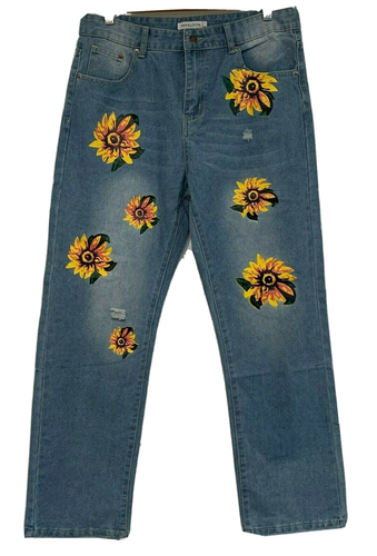 NWOT MissLook Jeans Painted Sunflowers 