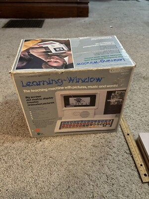 Vtg V-Tech Learning Window Teaching Machine 1986 Educational W/ Cartridges