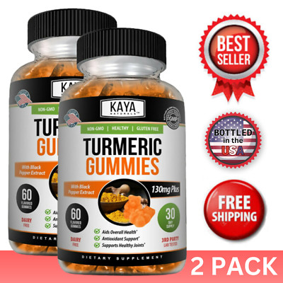 (2 Pack) Turmeric Curcumin Powder Black Pepper Gummies 60ct Joint Pain Relief