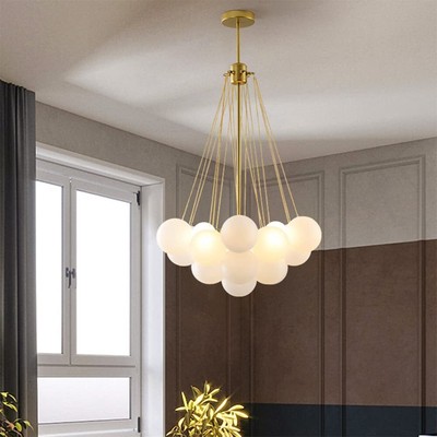 White Frosted Glass Suspension Lighting Modern Living Room Balloon Pendant Lamp
