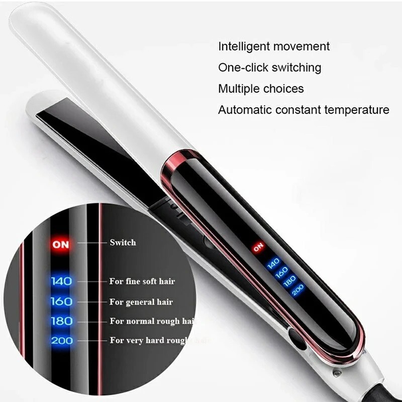 2 in 1 Hair Straighteners Ceramic Plates Straightener Curler Salon Hair