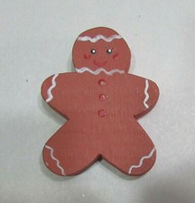 Vintage 1990's Handcrafted Hand Painted 2-1/2" Tall Wood Gingerbread Man FREE SH