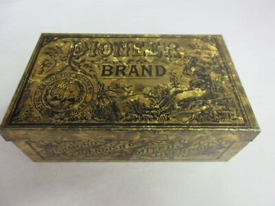 pioneer tobacco VINTAGE ADVERTISING EMPTY PIONEER BRAND TOBACCO TIN 37-